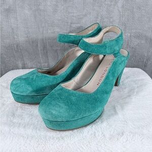 Sacha London Turquoise Suede Platform Mary Jane Heels Teal 11 Spain